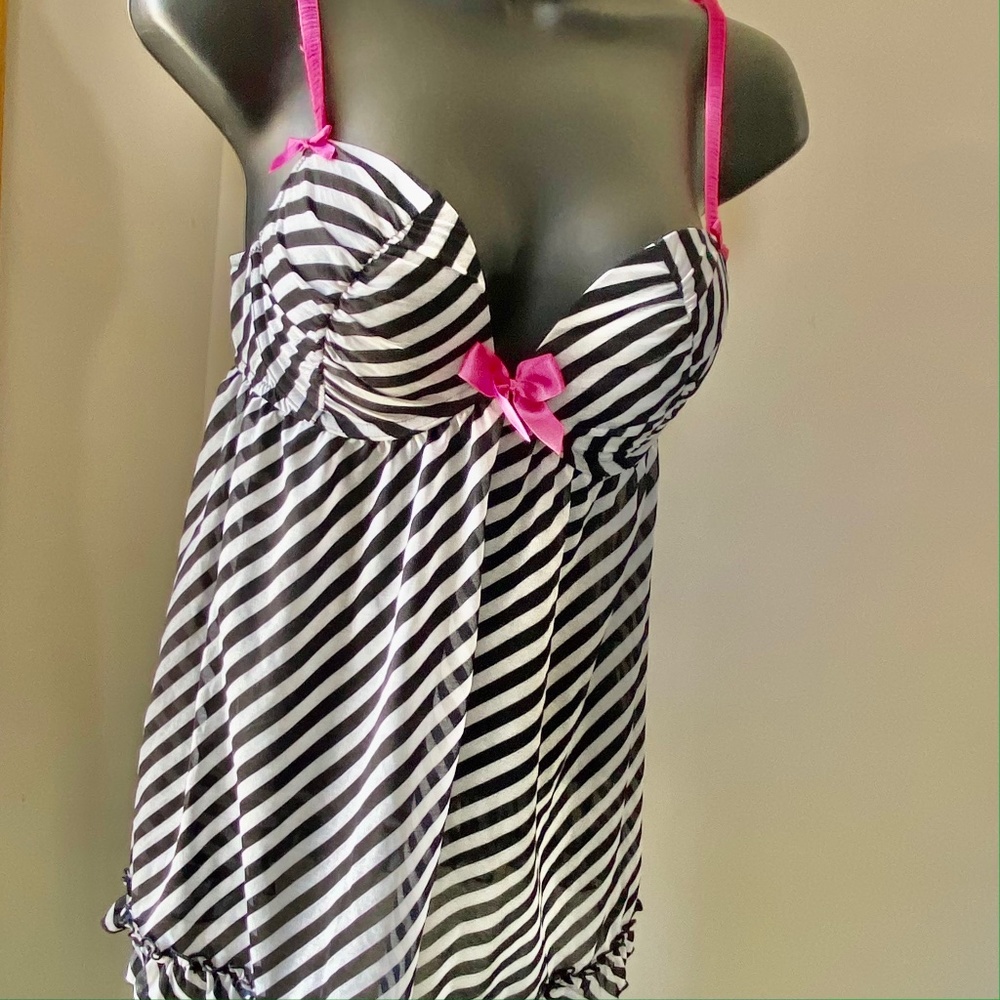 LS BLK/WGT Striped Babydolls, M. *P1031